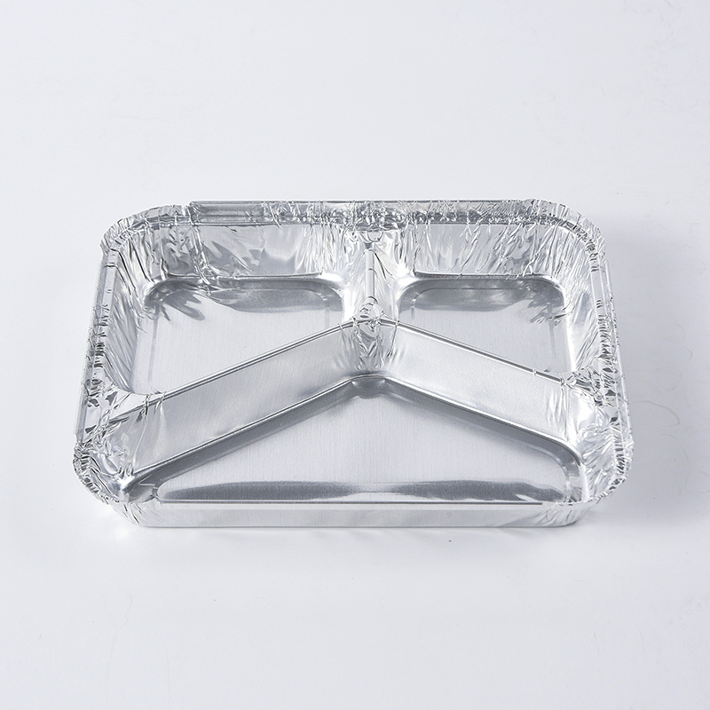 Kompartemen Nyaman Baki Sekali Pakai Kontainer Aluminium Foil Untuk Kemasan Makanan RK-7